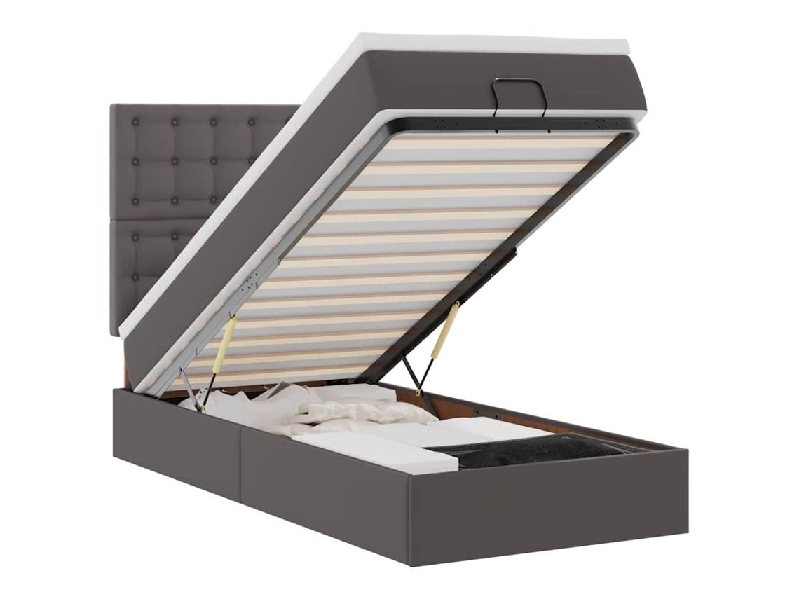 Cama Otomana com Colchão Couro Artificial Cinzento 100x200 cm com MAISON EXCLUSIVE