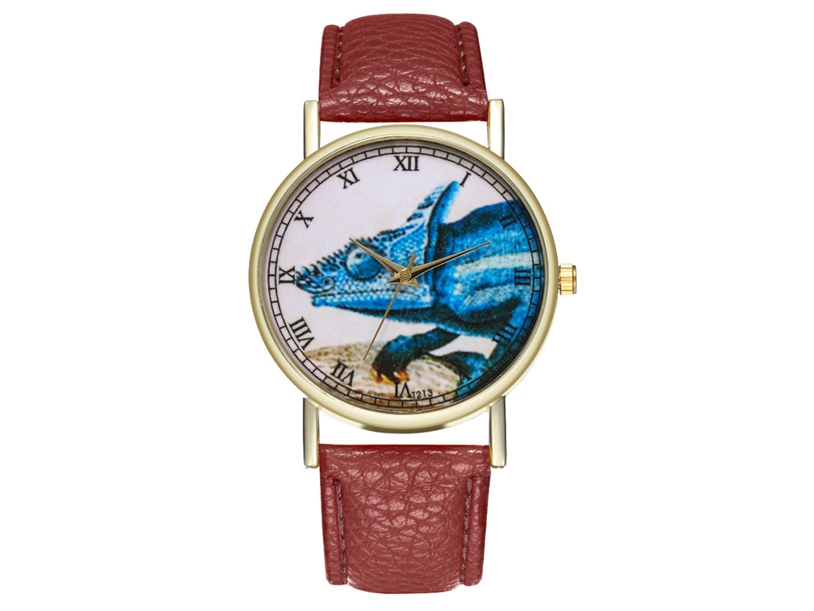 Relógio de Pulso de Casal Analógico com Pulseira de Pu Estilo Fashion Quartzo Café