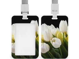 Porta-crachá com estampa floral, resistente, plástico, para cartões de identificação, cartões de proximidade e outros cartões.