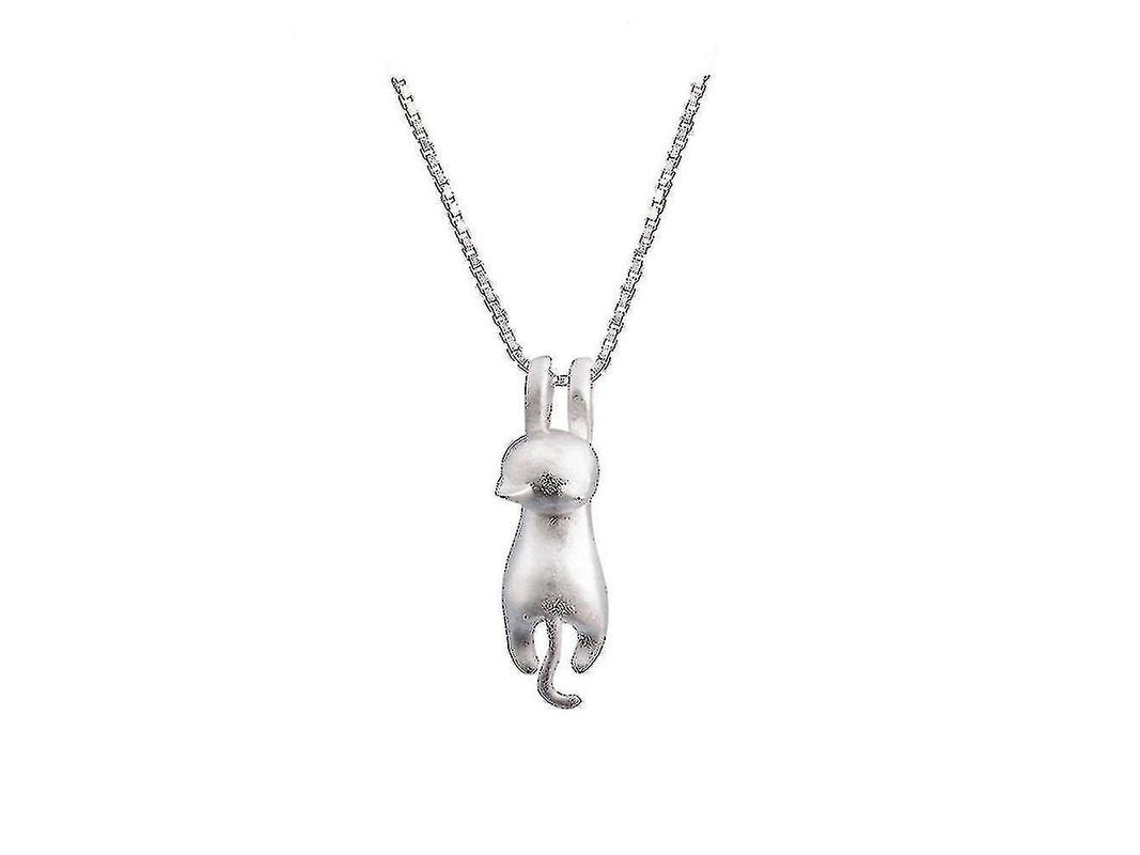 2026 cadena de Plata 925 Con Colgante de Gato Bonito Collar para Amantes de Los Gatos Longitud Ajustable 40+5cm