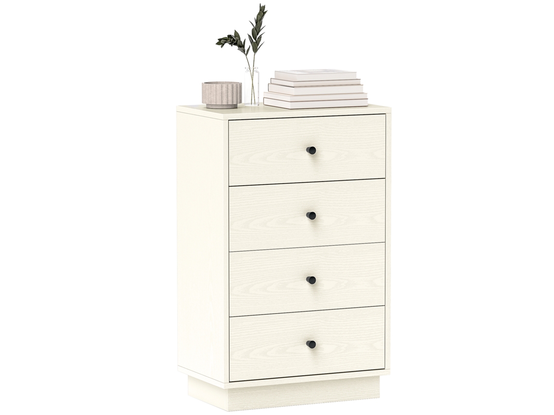 Cômoda moderna com 4 gavetas, 47x29x75cm, cor creme LAMAISON