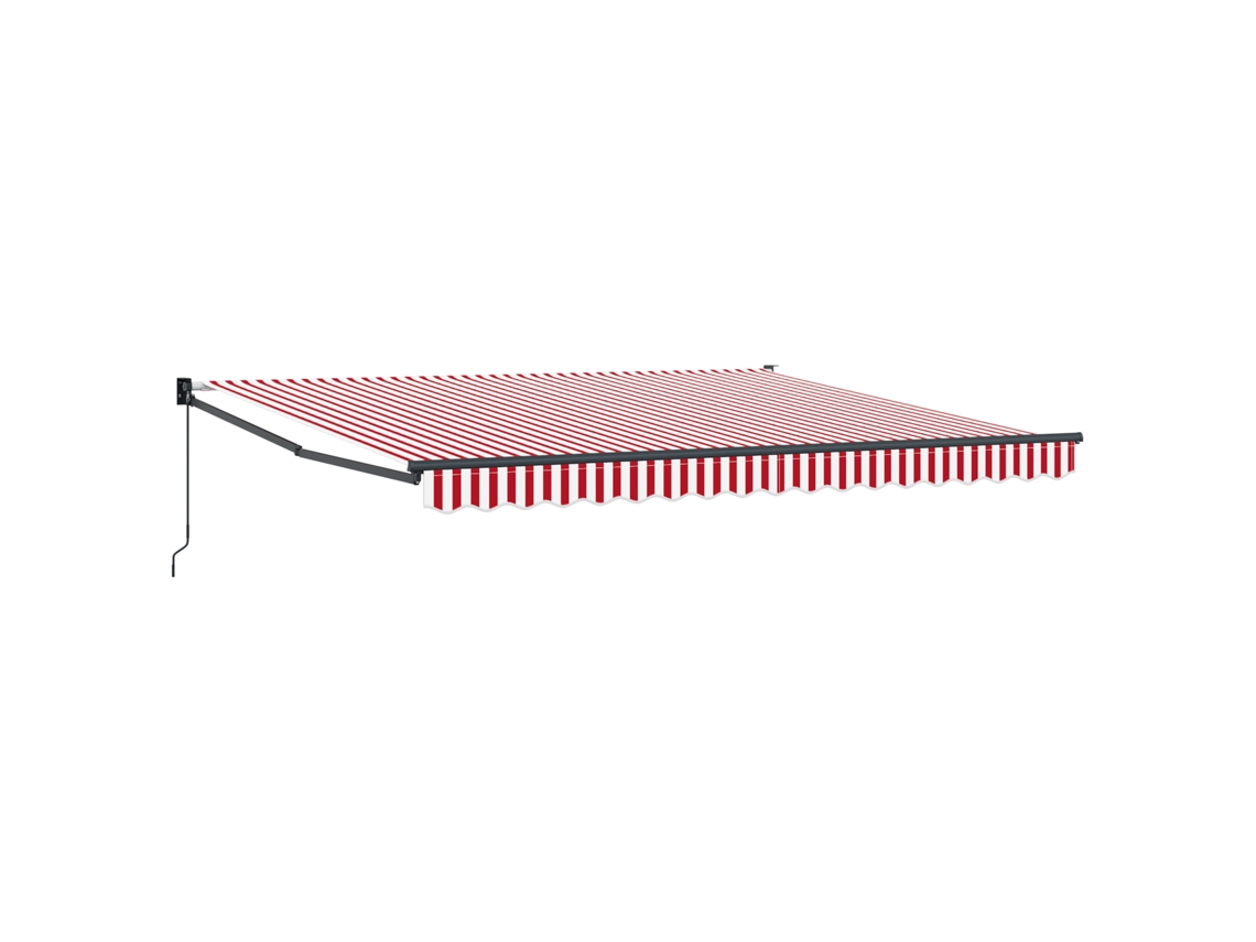 Toldo Retrátil Manual Listrado Vermelho E Branco Vidaxl