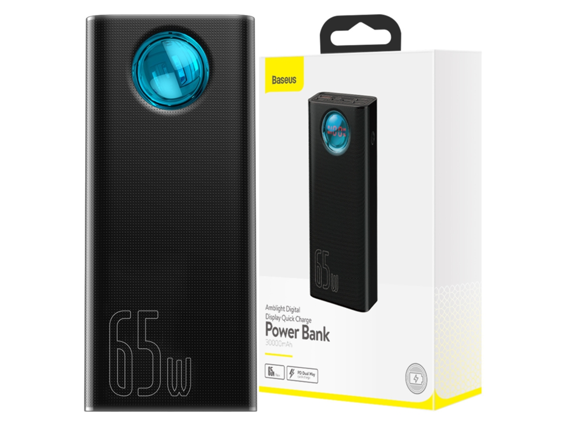Powerbank Baseus Amblight 30000mah, 4xusb, Usb-c, 65w (preto)