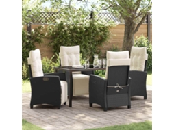 Vidaxl Conjunto De Jantar Para Jardim 5 Unid. Preto Vime Pe