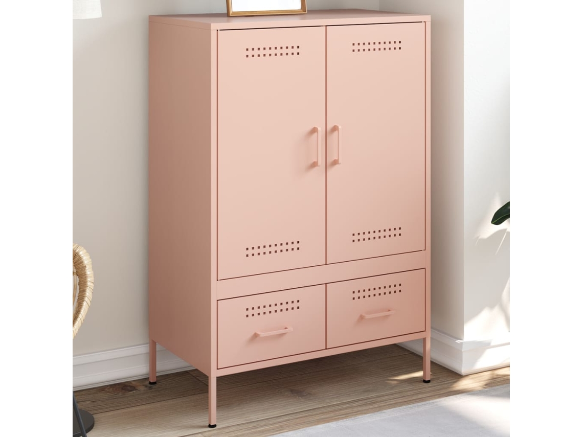 Vidaxl Móvel Alto 68x39x101,5 Cm Aço Rosa