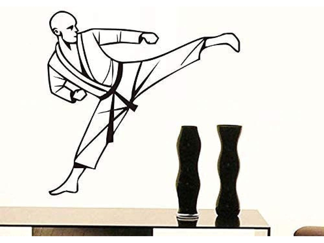 Adesivos de parede Ginásio Karate, decoração para casa, decalques de vinil removíveis, mural art déco para quarto masculino, 60cm x 58cm