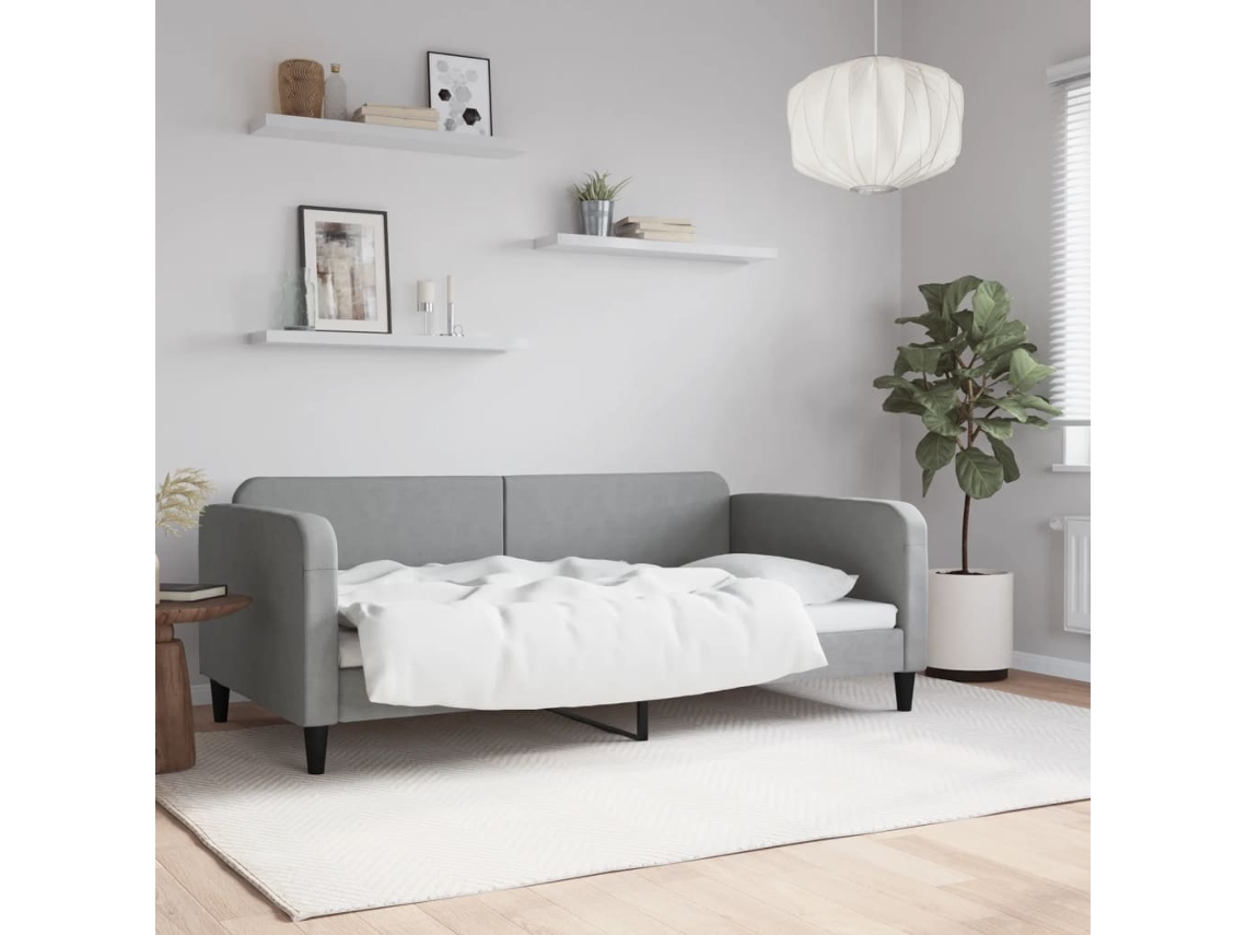 Vidaxl Sofá-cama 100x190 Cm Tecido Cinzento-claro