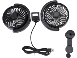 Ventilador Usb Fdit De Cabeça Dupla Para Carro, Ideal Para Crianças, Com Rotação Traseira De 360° E 3 Velocidades