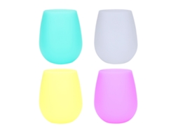 Ferramenta Copos de Vinho Silicone com 4 Unidades Branco+Amarelo+Roxo+Verde Pacote Congeláveis Reutilizáveis e I UISAVE