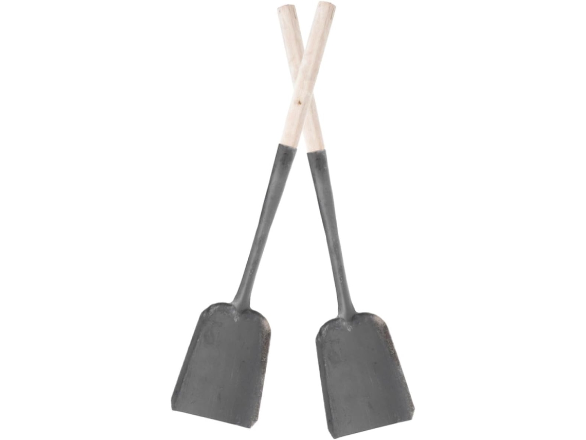 2 Pás Portáteis para Cinzas de Ferro com Cabos Longos de Madeira Pás de Limpeza Resistentes para Casa e Jardim CHABERLU