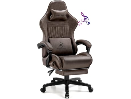 Cadeira para Jogos GTPLAYER, Cadeira para Jogos ErgonóMica, Cadeira de SecretáRia Com Apoio para Os PéS, Cadeira de EscritóRio Musical Castanho Claro