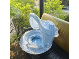 Piscina alça de Circulo de Toldo com Xadrez e Concha azul AOZORZ