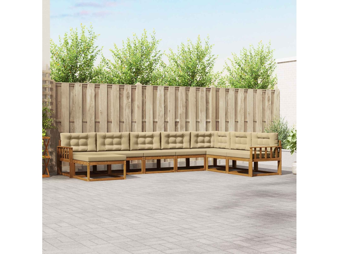 Vidaxl Conjunto De Sofás Para Exterior 8 Pcs Natural E Bege