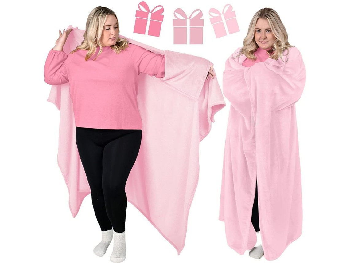 Cobertor De Flanela Vestível, Cobertor Poncho Macio E Quente (rosa) Cuich