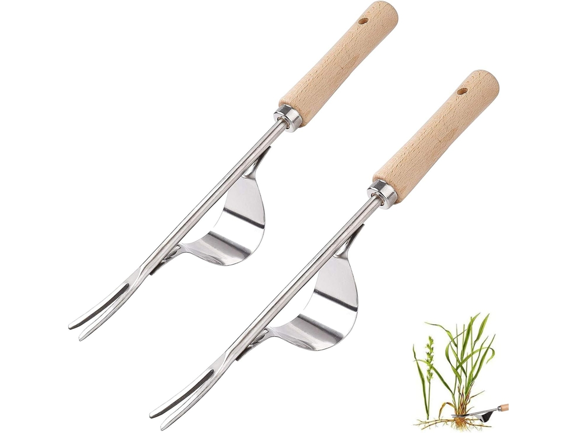 Ntrole Fácil de Ervas Daninhas, Extrator de Raízes com Aço Cromado, Design em V Profundo para Extração Completa, Aço Inoxidável Durável AQUAFORGE