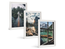Conjunto De Pinturas Ponte, Floresta, Lago, Barcos, Montanhas Espelharte (3 Peças 40x60 Cm)