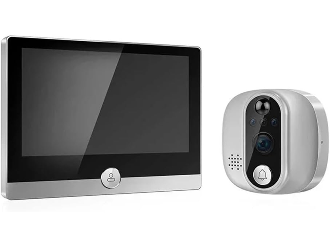 Câmera Digital Para Visor De Porta Com Ecrã Ips De 4,3'', Visor De Alta Definição 1080p Com Wi-fi E Sensor