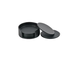 Conjunto de 6 Porta copos Redondos de Couro Preto AQUAFORGE