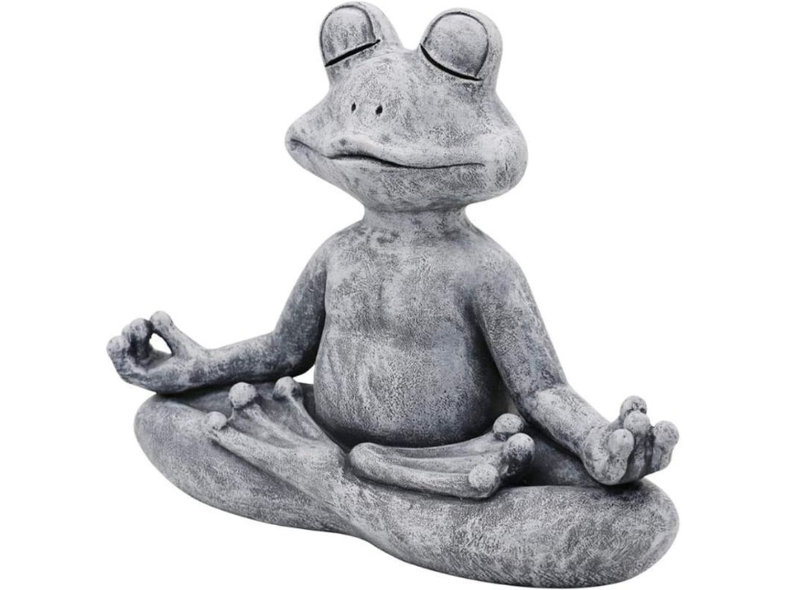 Escultura De Rana En Meditación 12.8x5.5x10.3cm Resina Decoración Jardin Zen Regalo Yoga Patios