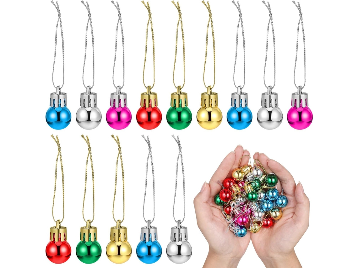 Conjunto 24 Miniaturas Bolas Natal 2 Plástico Decoração Criativa Fáceis Pendurar Árvores Portões Cores GOKOCO