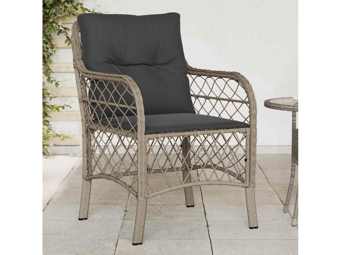 Vidaxl Cadeiras De Jardim Com Almofadões 2 Pcs Vime Pe Cinzento-claro