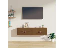 Vidaxl Armários De Parede 2 Pcs 60x30x30 Cm Pinho Maciço Castanho-mel