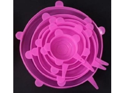 Tampas De Silicone Flexíveis, Pacote Com 6, Reutilizáveis Para Vedação A Vácuo, Duráveis, Universais, Cor Rosa