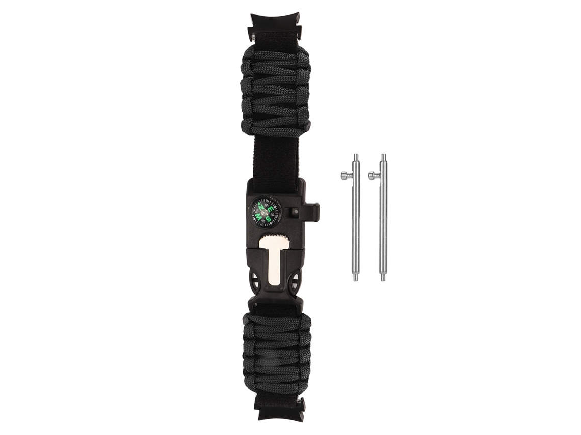 Pulseira Para Relógio De Paracord 6 Em 1 Cor Preta Resistente E Versátil