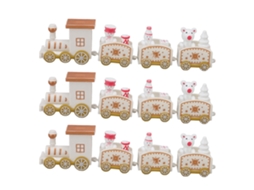 3 conjuntos pequenos trens decoração natal exquisitos mini decor props brancos | S/MARCA