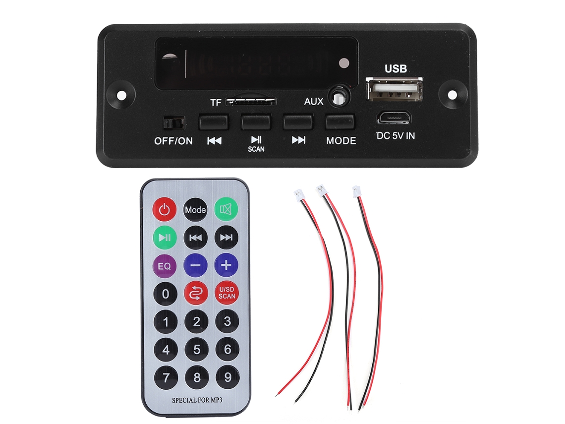 Placa Decodificadora Bluetooth Com Display Digital Amplificador Módulo Player 2x3w Preto