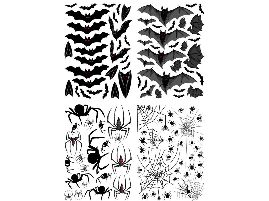 112 Adesivos De Morcegos E Aranhas Para Decoração De Halloween E Suprimentos De Festa