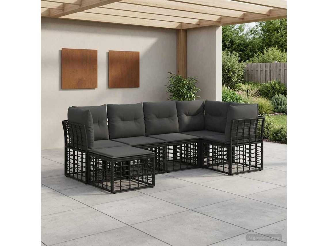 Vidaxl Conjunto De Sofás Para Exterior Preto Poliéster