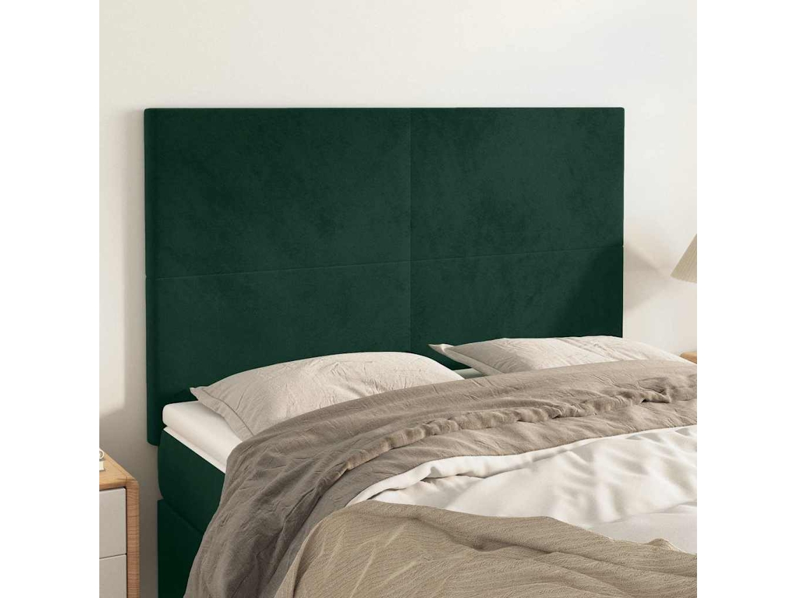 Vidaxl Cabeceira Verde Escuro 144x5x118/128 Cm Veludo