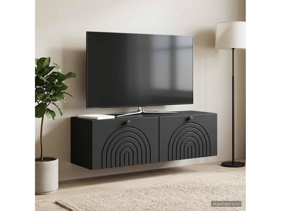 Vidaxl Gabinete De Tv De Parede Preto 98 X 31 X 30 Cm