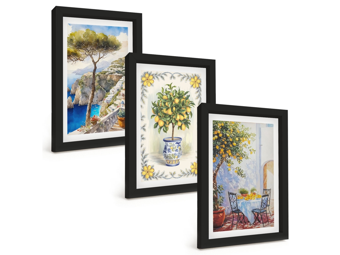 Composição De Quadros Limoeiro-do-mar Com Vista Espelharte (3 Peças 20x30 Cm)