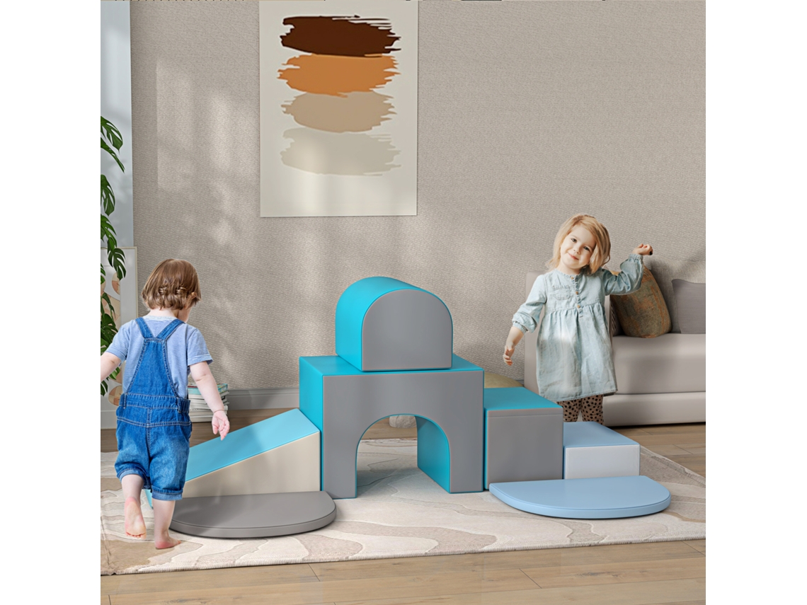 Kit 7 Peças Caminho Motor Infantil em Epe Espuma Colorido para Bebês e Crianças Pré escolares