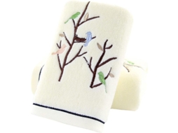 Toalhas De Mão Conjunto De 2 Com Bordado De Ave E Árvore 100% Algodão Absorvente Suave Luxuoso