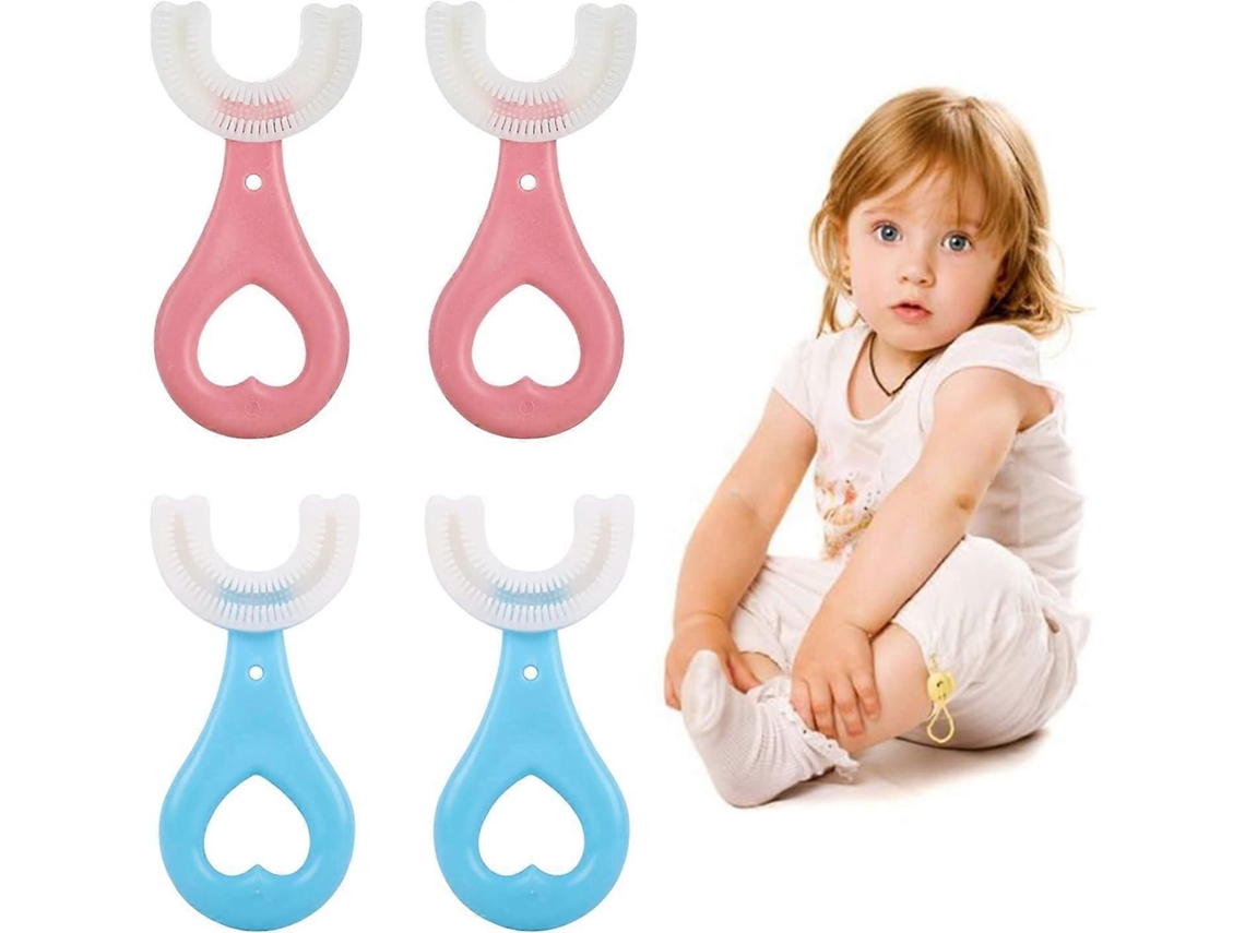 Escova de Dentes Infantil em Formato U, com Cerdas Silicone, Manual para Crianças, Limpeza Comp Leta. GOKOCO