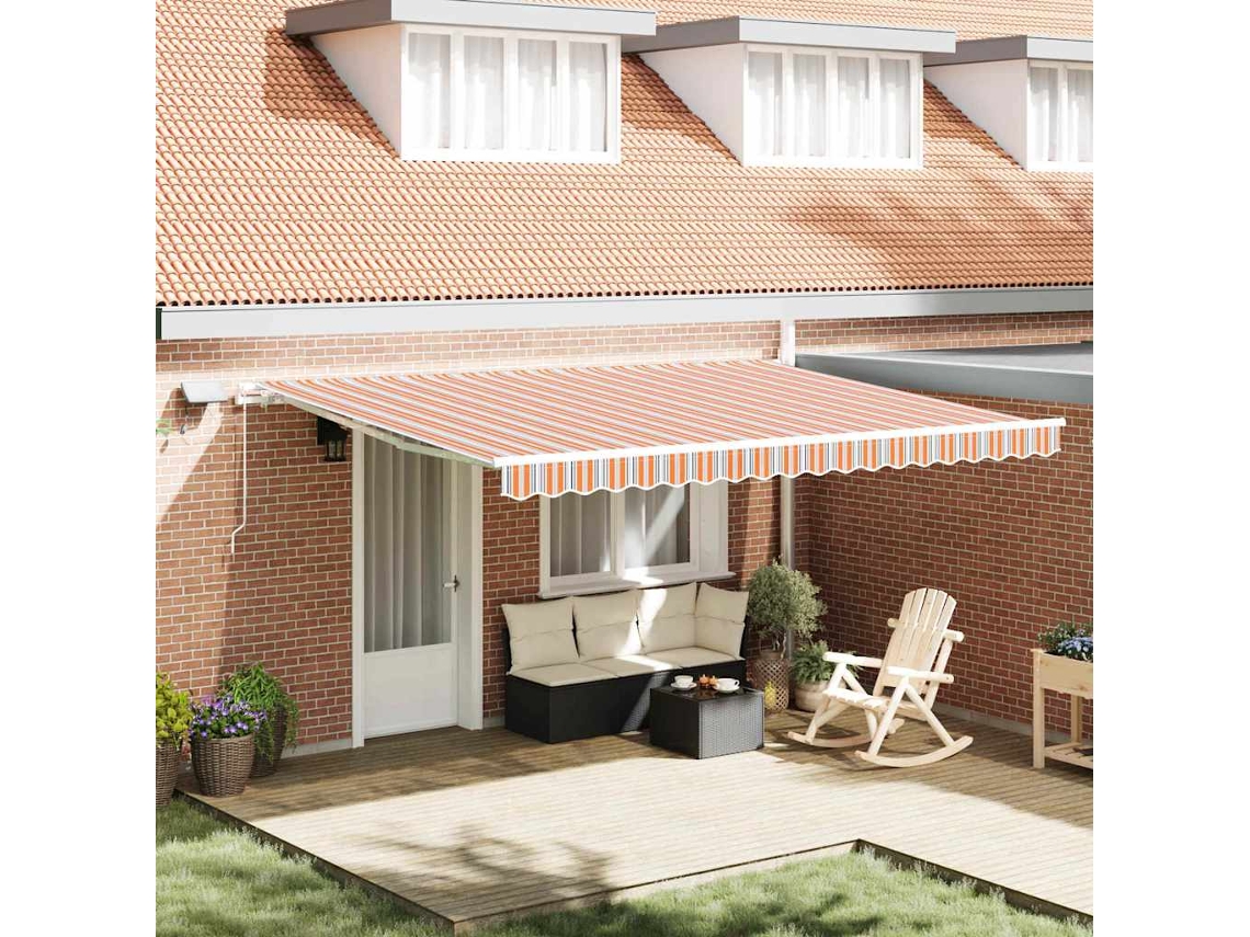Vidaxl Toldo Retrátil Multicolor 450 × 350 Cm Tecido E Alumínio