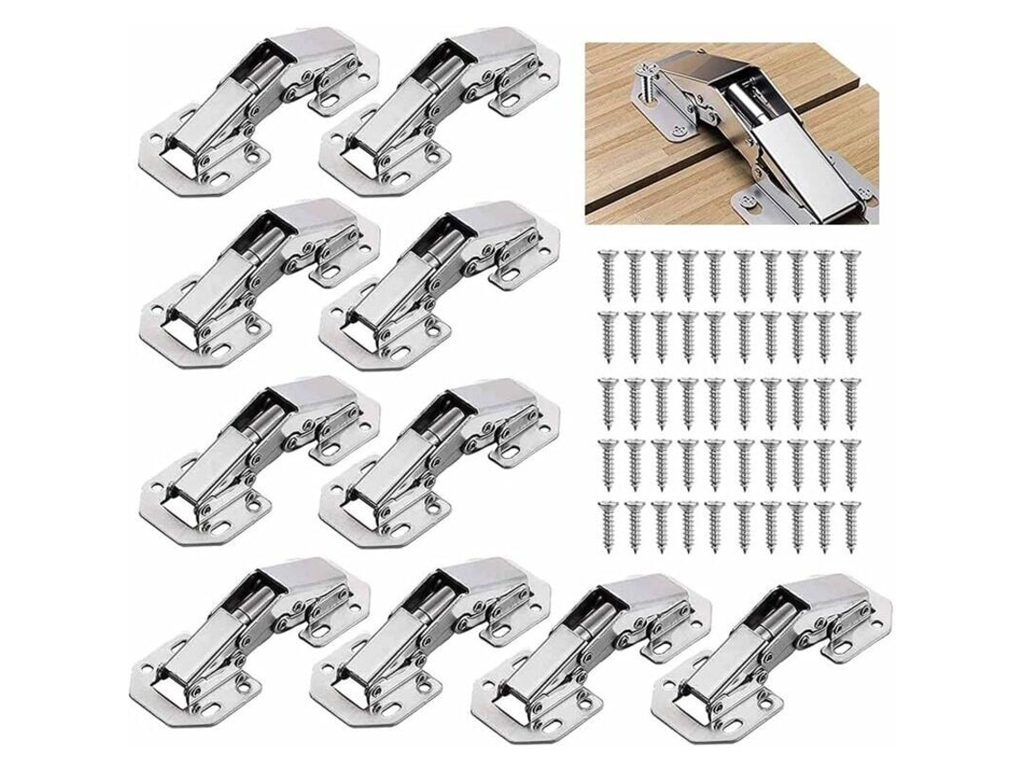 Conjunto De 10 Dobradiças Em Aço Liga Para Portas De Armários E Cozinha. De 7, 6 Cm