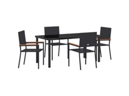 Maison Exclusive - Conjunto De Jantar Para Jardim Com Almofada 5 Pcs Preto Vime Pe