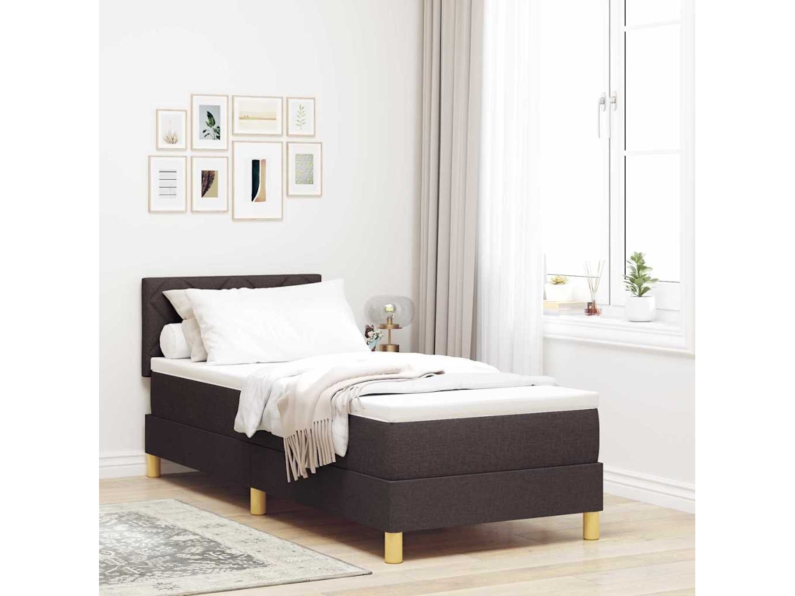 Vidaxl Cama Box Spring Led Marrom Escuro 80 X 200 Cm Tecido