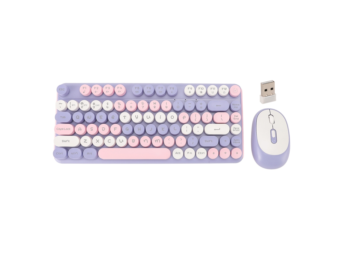 Aetheria conjunto Teclado e Mouse Sem Fio 2.4g Bluetooth 82 Teclas Baixo Ruído para Escritório e Jogos Violeta