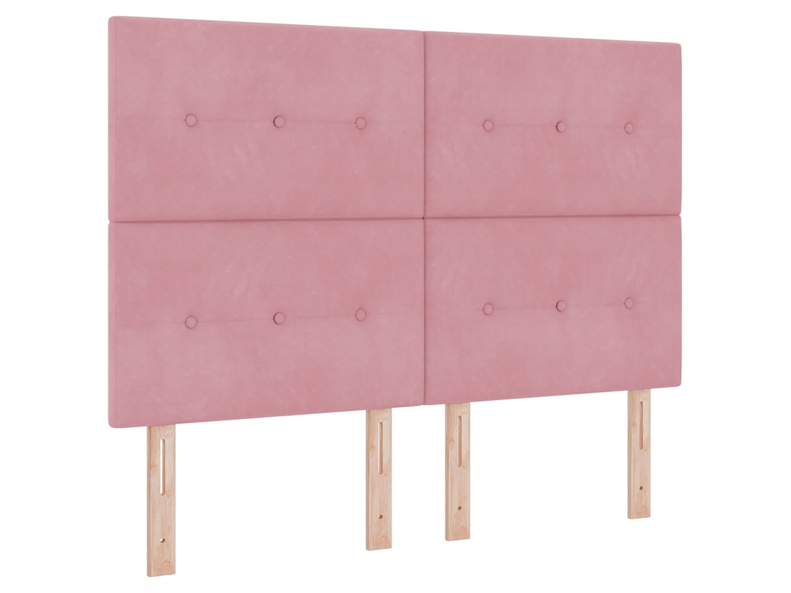Cama Box Spring Led com Colchão Rosa 140x200 Cm Veludo MAISON EXCLUSIVE