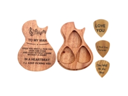 Primerox kit Caixa de Palhetas de Guitarra com 3 Palhetas Gravadas em Madeira Presente para Feriados