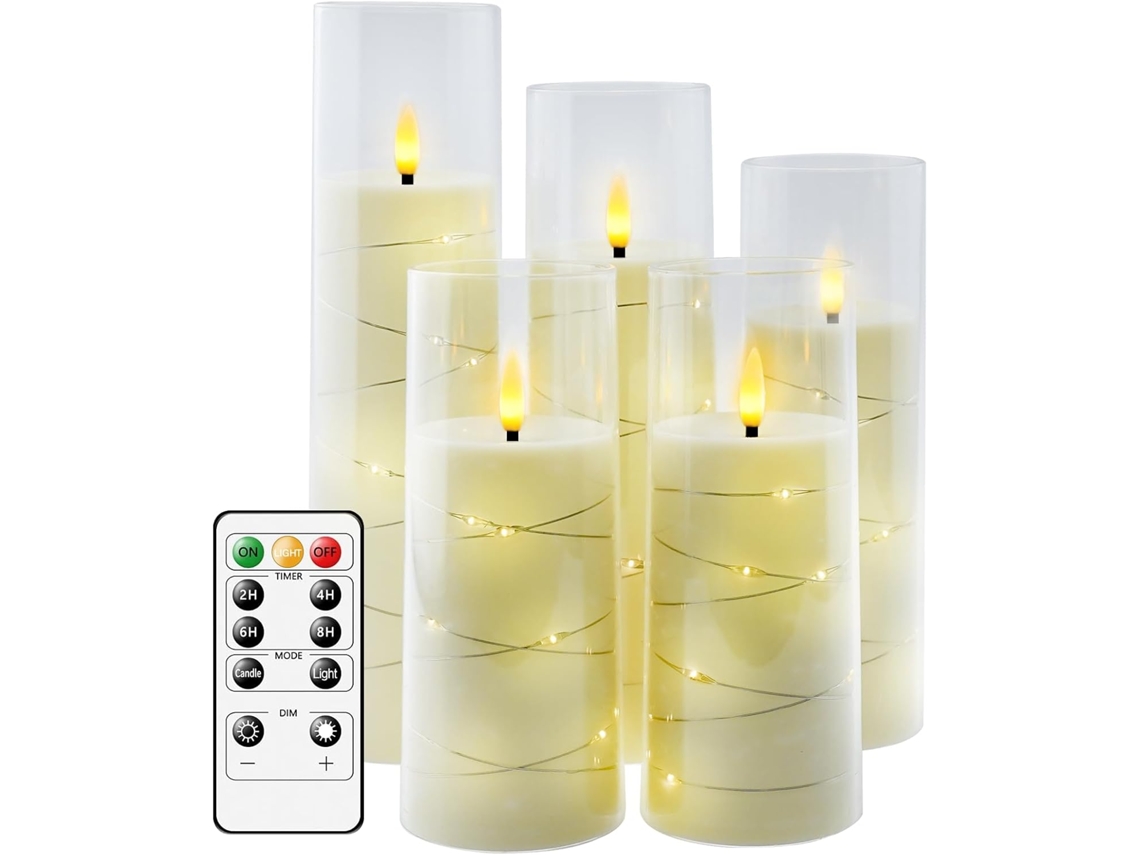 Kakoya Luzes Led Sem Chama Com Timer, 5 Luzes Sem Chama Piscantes-aquaforge