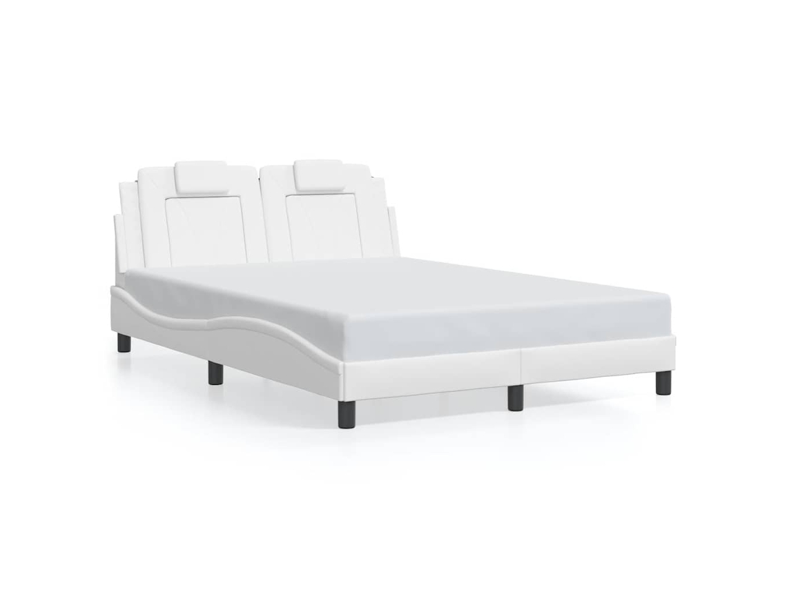 Bed Frame, Bed Frames Vidaxl Branco Couro Artificial (140 X 190 Cm)