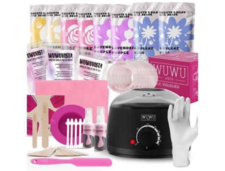 Kit de Depilação Wuwuvista, Conjunto Perfeito para Presente de Halloween, Cera Dura para Depilação com Aquecedor de Cera, Cera Pérolas para…