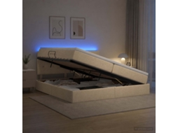 Vidaxl Cama De Armazenamento Led Com Colchão Creme 200 X 200 Cm Tecido