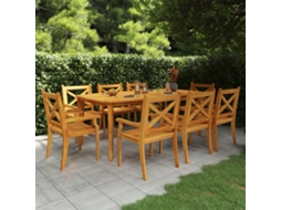 Vidaxl 9 Pcs Conjunto De Jantar Para Jardim Madeira De Acácia Maciça